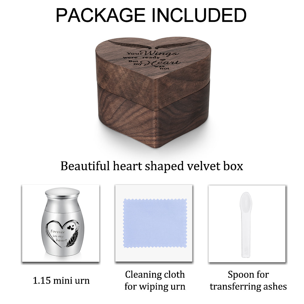 Dletay Angel Wing Heart Shaped Wooden Cremation Urns  for Ashes