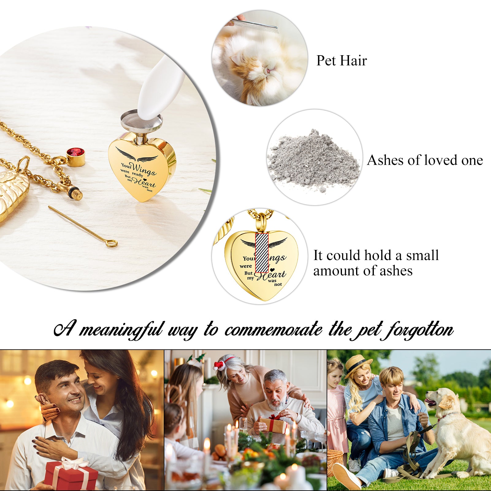 Your Wings Were Ready Heart Necklace for Ashes