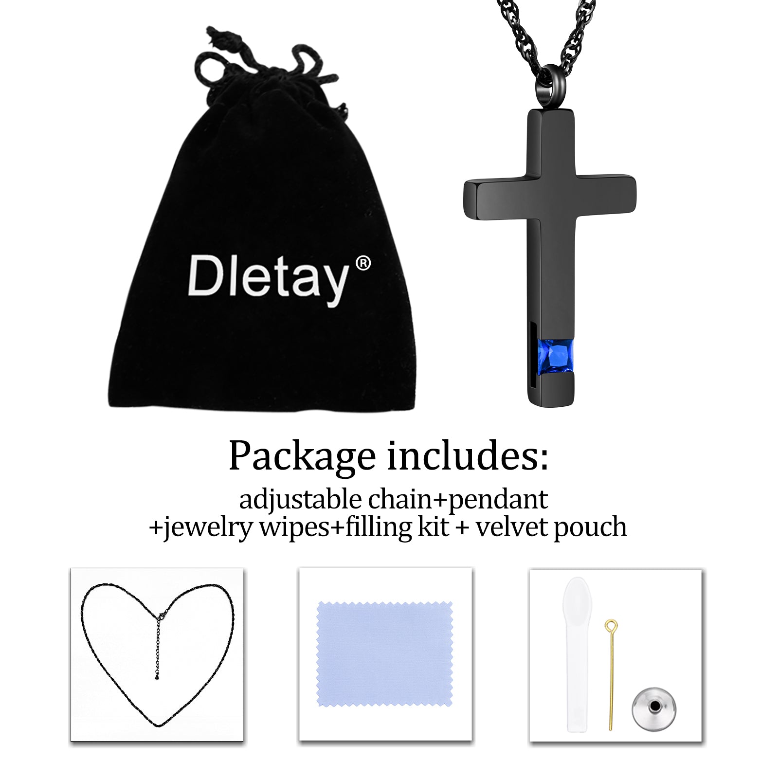 Eternal Peace Blue Cross Cremation Necklace for Ashes