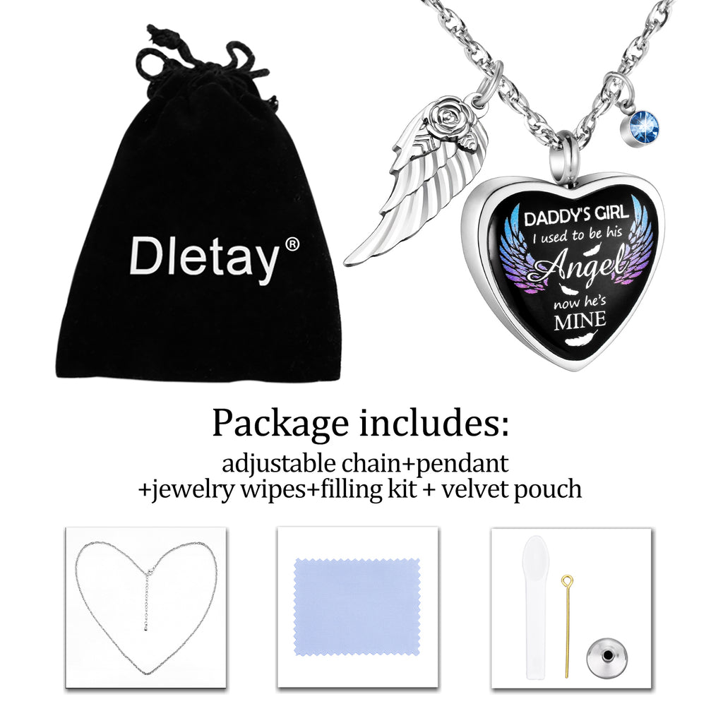 Daddy’s Angel Heart Necklace for Ashes