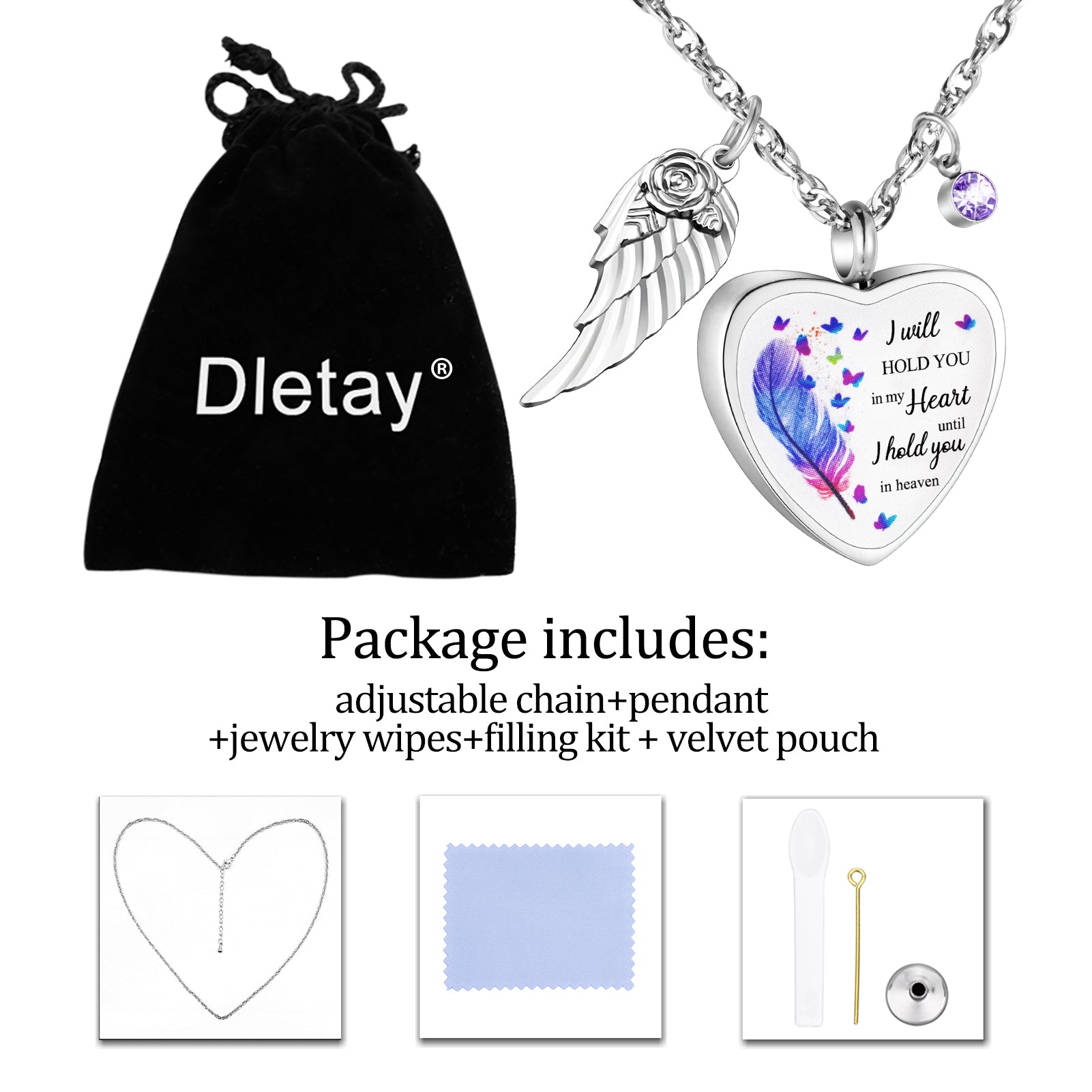 I will Hold You in My Heart Memorial Necklace for Ashes