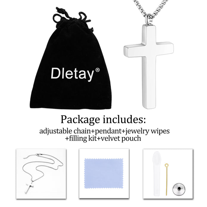 Silver Cross Cremation Necklace for Ashes