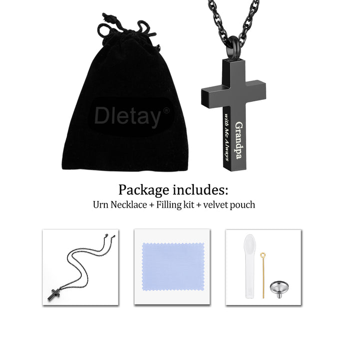 Black Cross Cremation Necklace for Ashes