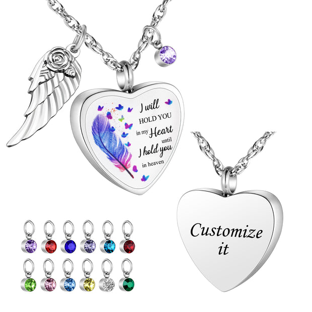 I will Hold You in My Heart Memorial Necklace for Ashes