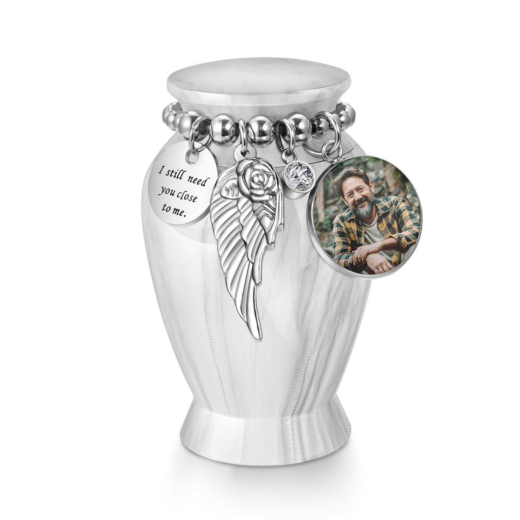 Marble White Memories Personalized Keepsake Urn for Ashes