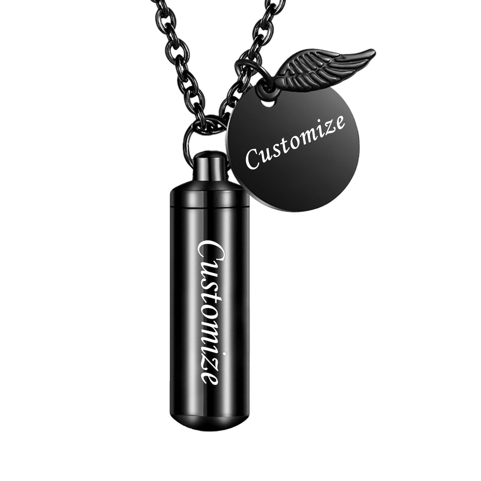 Dletay Cylinder Cremation Jewelry Urn Necklace for Ashes Memorial Ashes Necklace with Angel Wing Charm Memorial Keepsake for Pet
