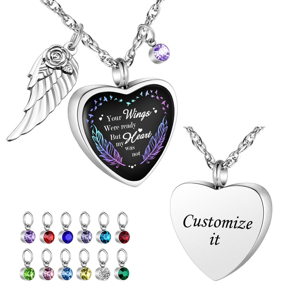 Your Wings Were Ready Memorial Heart Necklace