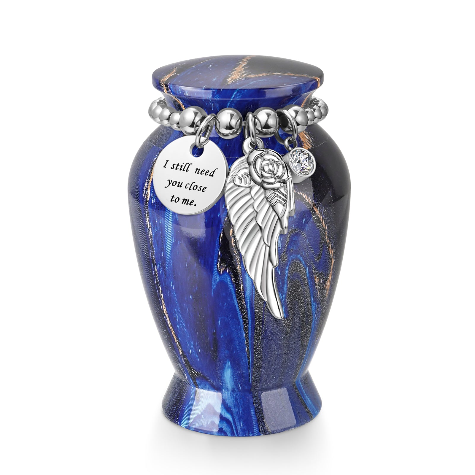 Navy Blue Memories Personalized Keepsake Urn for Ashes