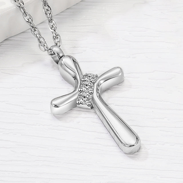 Dletay Cross Cremation Memorial Jewelry Crystal Urn Necklace
