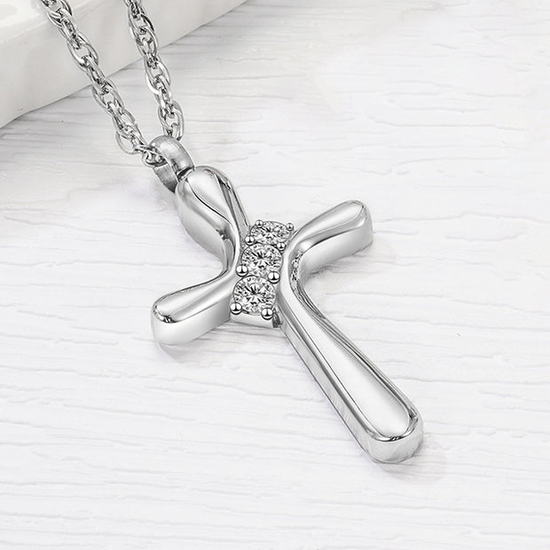 Dletay Cross Cremation Memorial Jewelry Crystal Urn Necklace