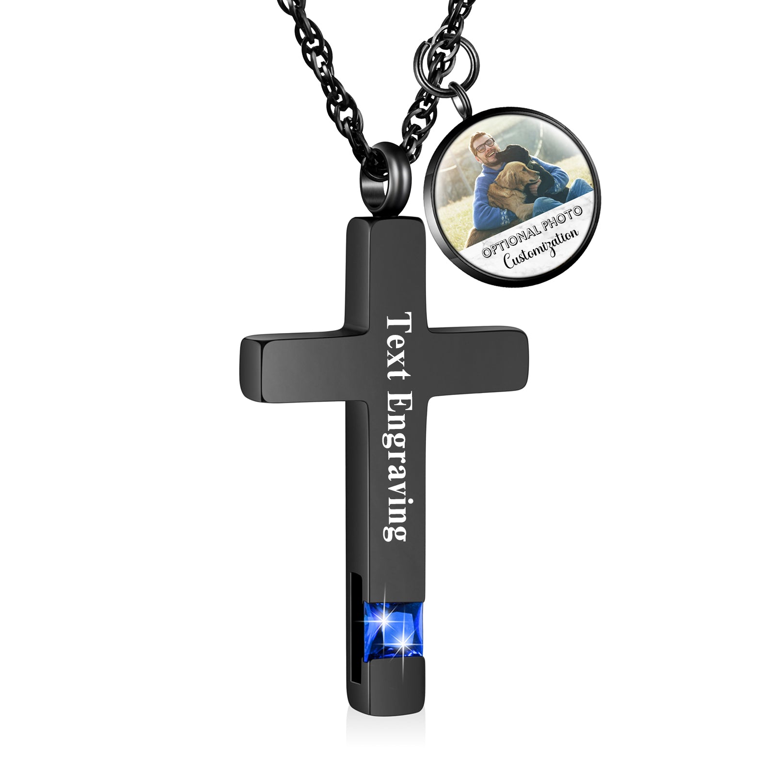 Eternal Peace Blue Cross Cremation Necklace for Ashes