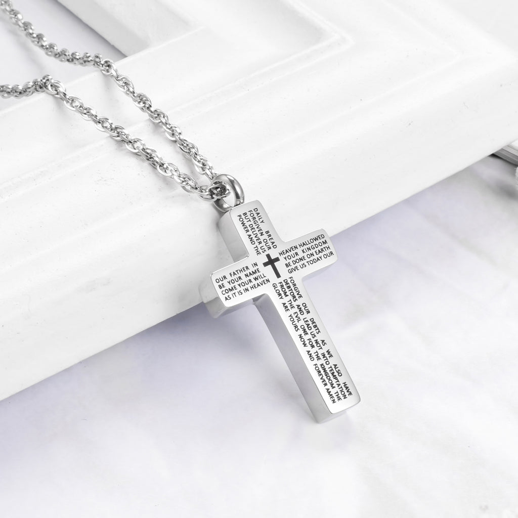 Cremation Cross Necklace for Ashes