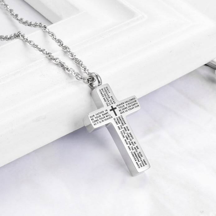 Cremation Cross Necklace for Ashes