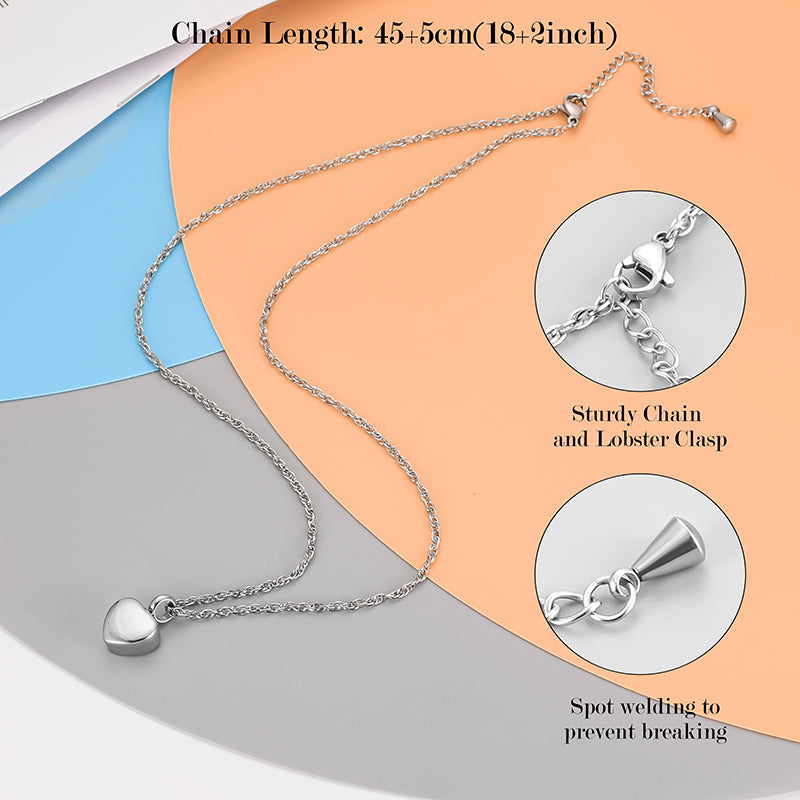 Plain Heart Urn Cremation Necklace for Ashes