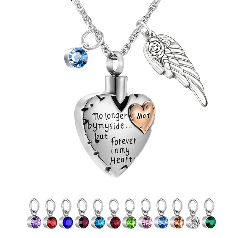 Wings Memorial Heart Necklace for Ashes