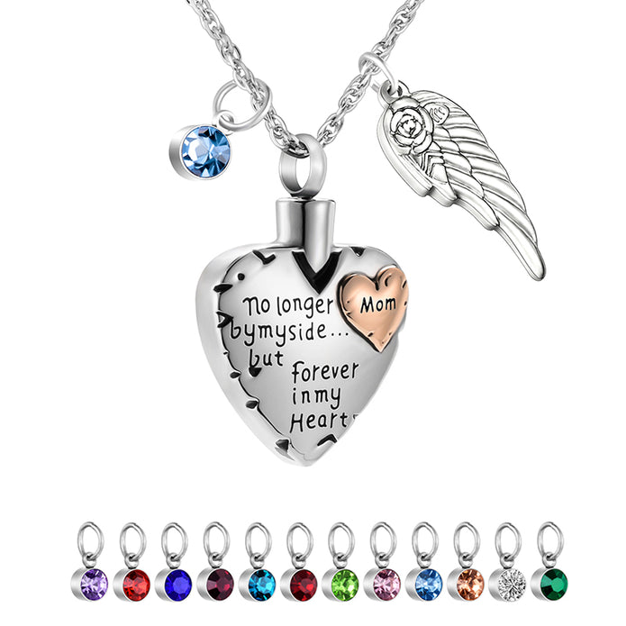 Wings Memorial Heart Necklace for Ashes