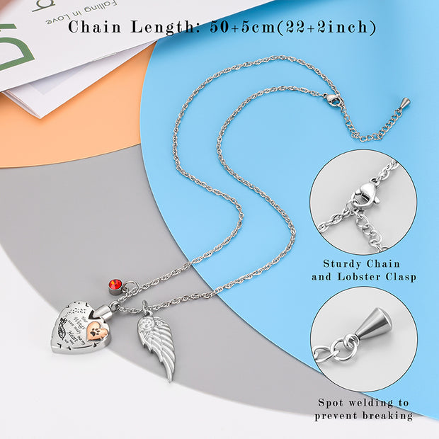 Wings Memorial Heart Necklace for Ashes