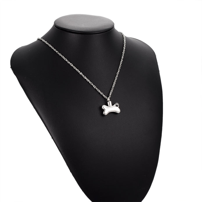 Dog Bone Paw Print Urn Cremation Necklace for Ashes