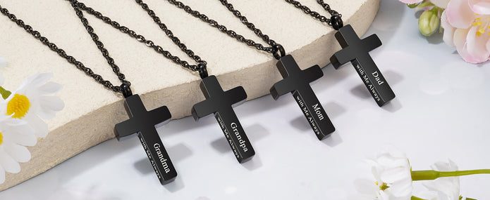 Black Cross Cremation Necklace for Ashes