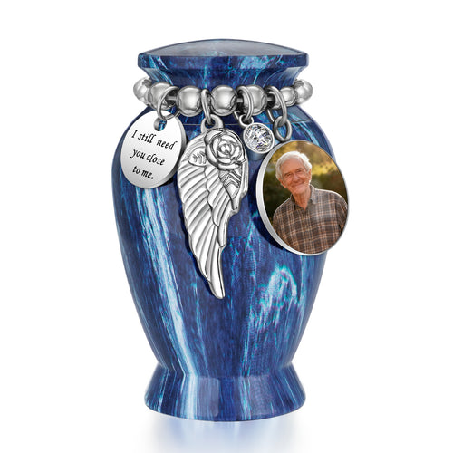 Blue Marble Vein Aluminum Decorative Funeral Urns