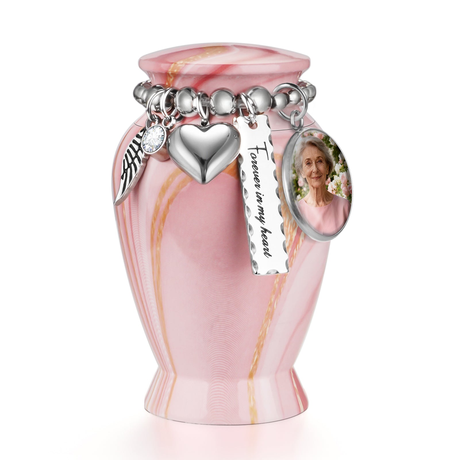 Pink Gold Vein Aluminum Decorative Funeral Urns