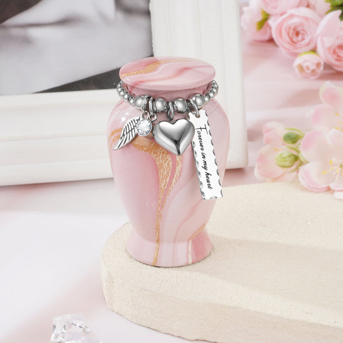 Pink Gold Vein Aluminum Decorative Funeral Urns