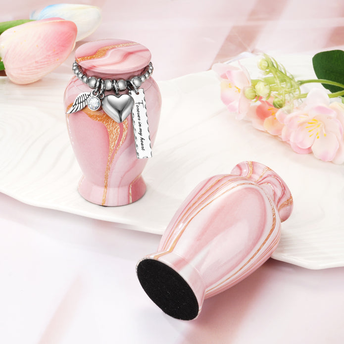Pink Gold Vein Aluminum Decorative Funeral Urns
