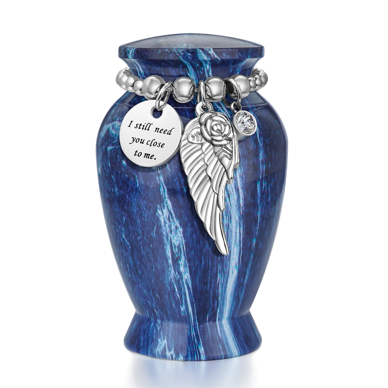 Blue Marble Vein Aluminum Decorative Funeral Urns