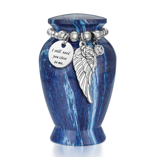 Blue Marble Vein Aluminum Decorative Funeral Urns
