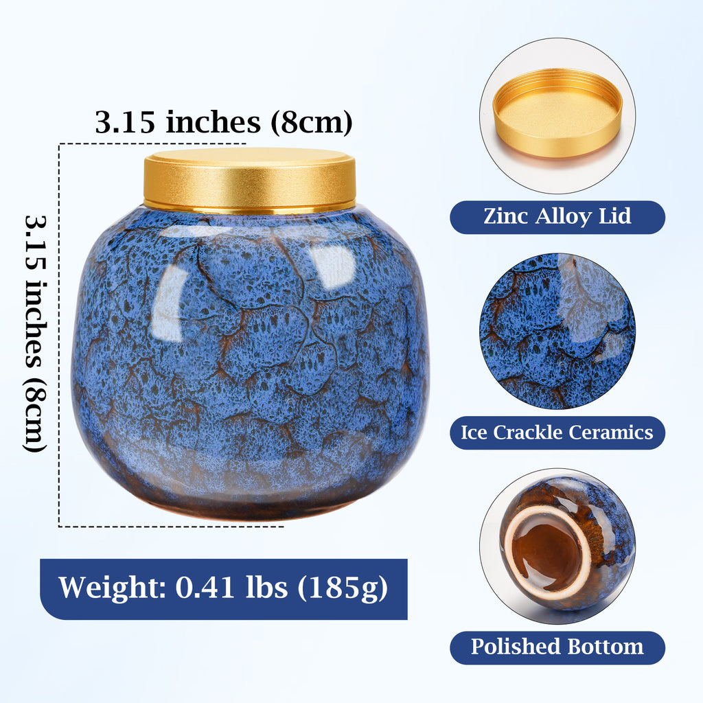 Blue Ceramic Mini Cremation Urns Memorial Small Urn for Ashes Funeral Keepsake