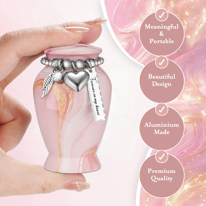 Pink Gold Vein Aluminum Decorative Funeral Urns