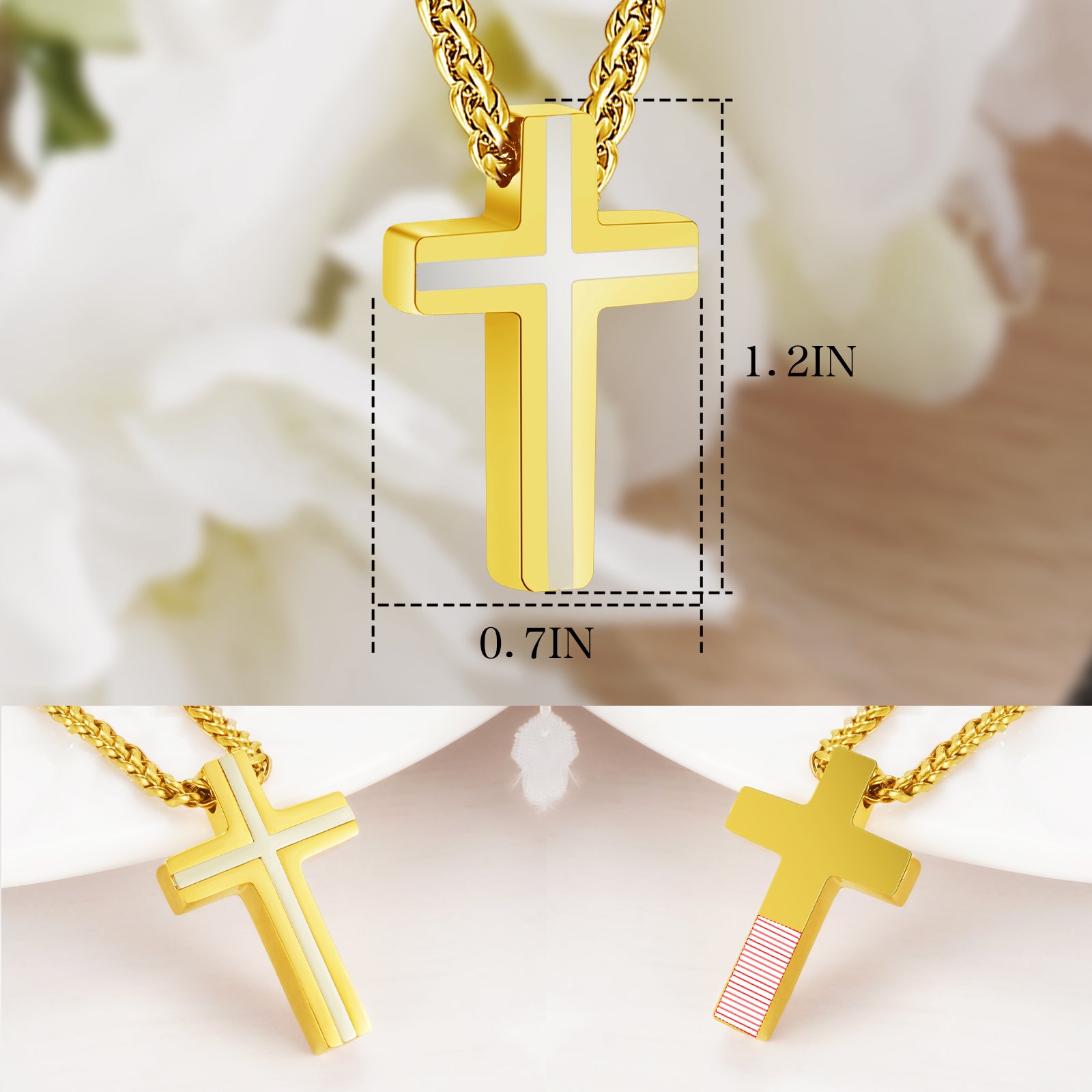 Guided By Faith Cremation Cross Necklace for Ashes
