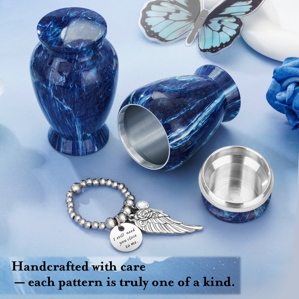 Blue Marble Vein Aluminum Decorative Funeral Urns