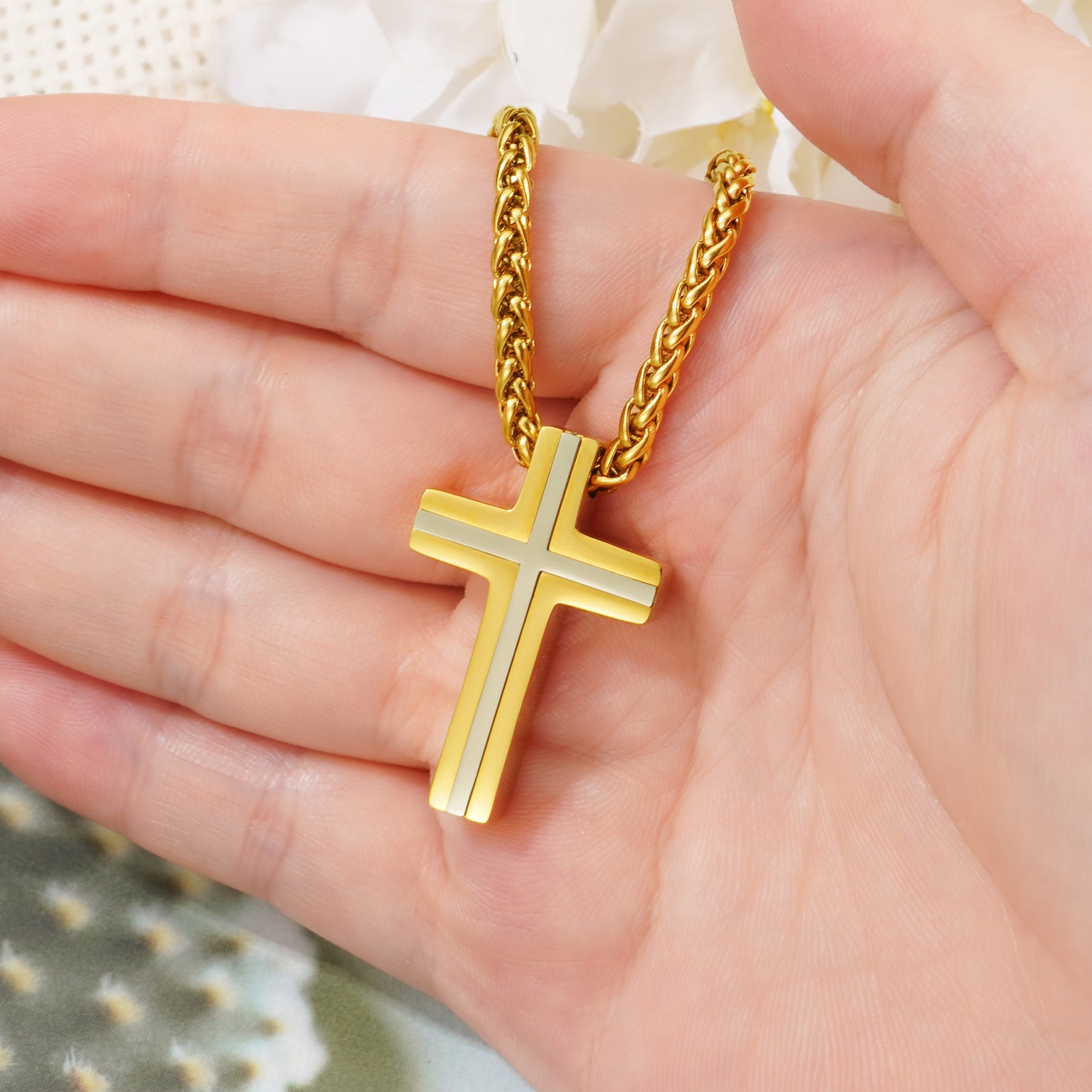 Guided By Faith Cremation Cross Necklace for Ashes