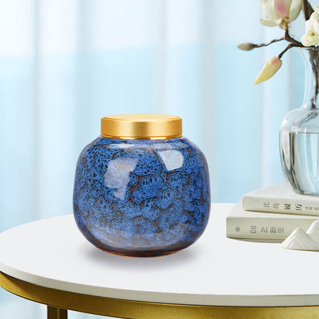 Blue Ceramic Mini Cremation Urns Memorial Small Urn for Ashes Funeral Keepsake