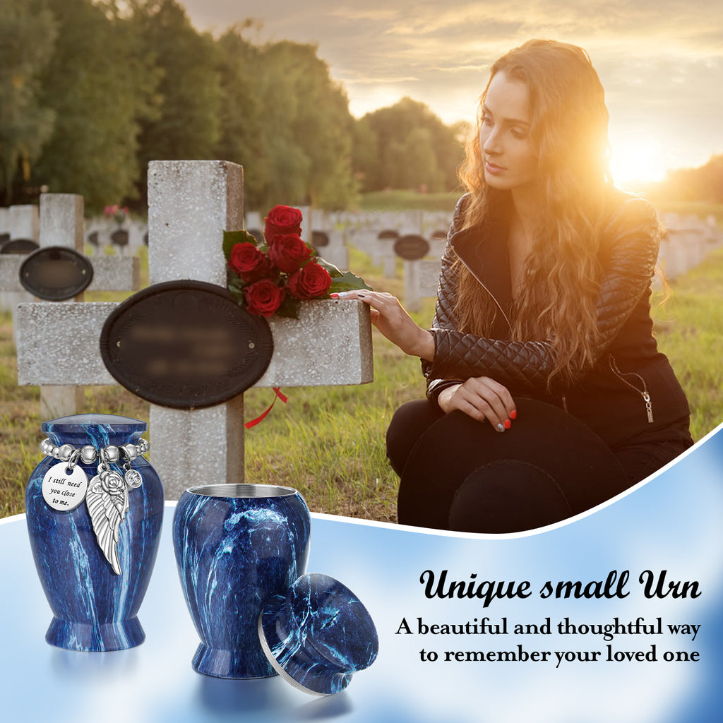 Blue Marble Vein Aluminum Decorative Funeral Urns