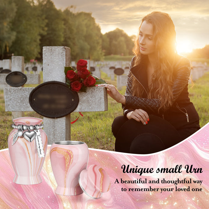 Pink Gold Vein Aluminum Decorative Funeral Urns