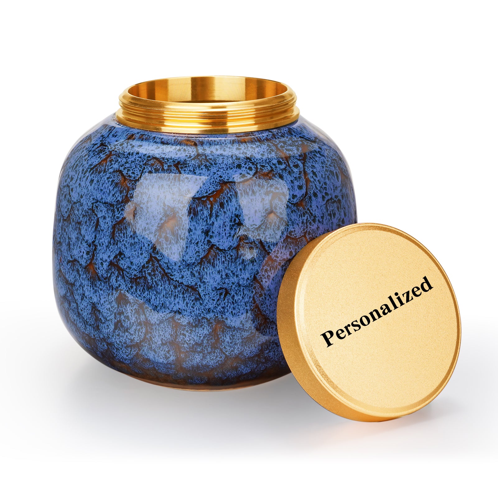 Blue Ceramic Mini Cremation Urns Memorial Small Urn for Ashes Funeral Keepsake