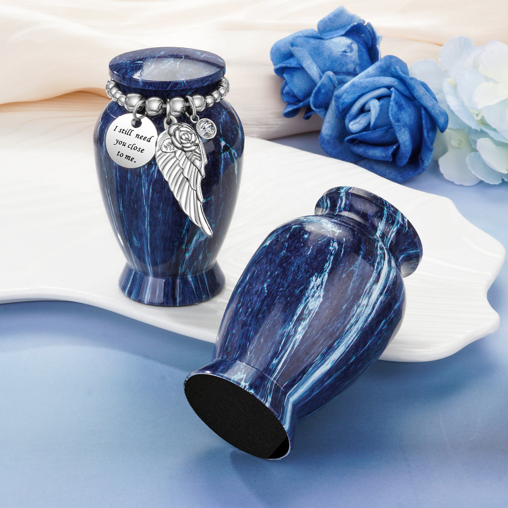 Blue Marble Vein Aluminum Decorative Funeral Urns