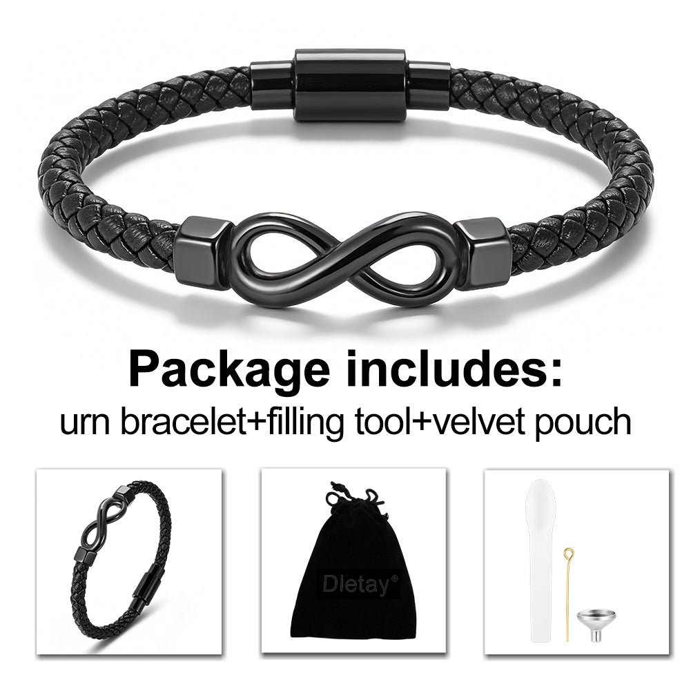 Dletay Urn Bracelet for Ashes Leather Infinity Cremation Bracelet