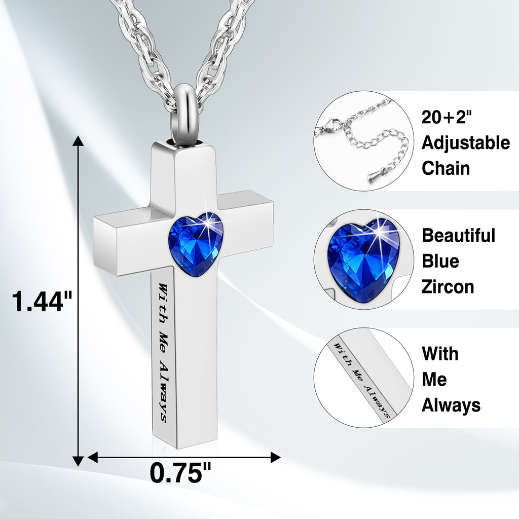 Cremation Cross Necklace for Ashes