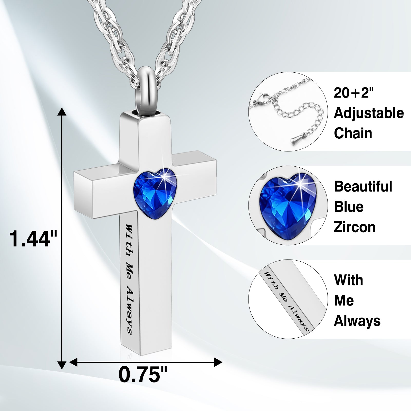 Cremation Cross Necklace for Ashes