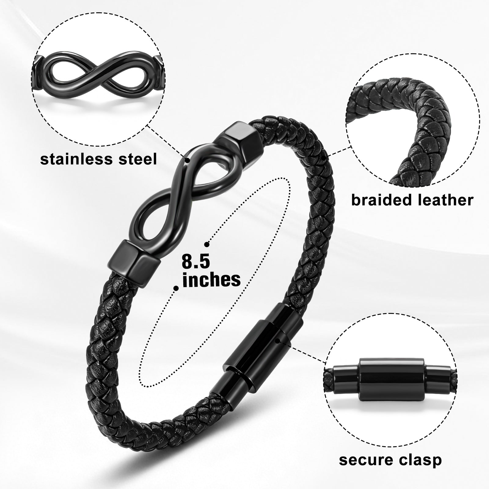 Dletay Urn Bracelet for Ashes Leather Infinity Cremation Bracelet