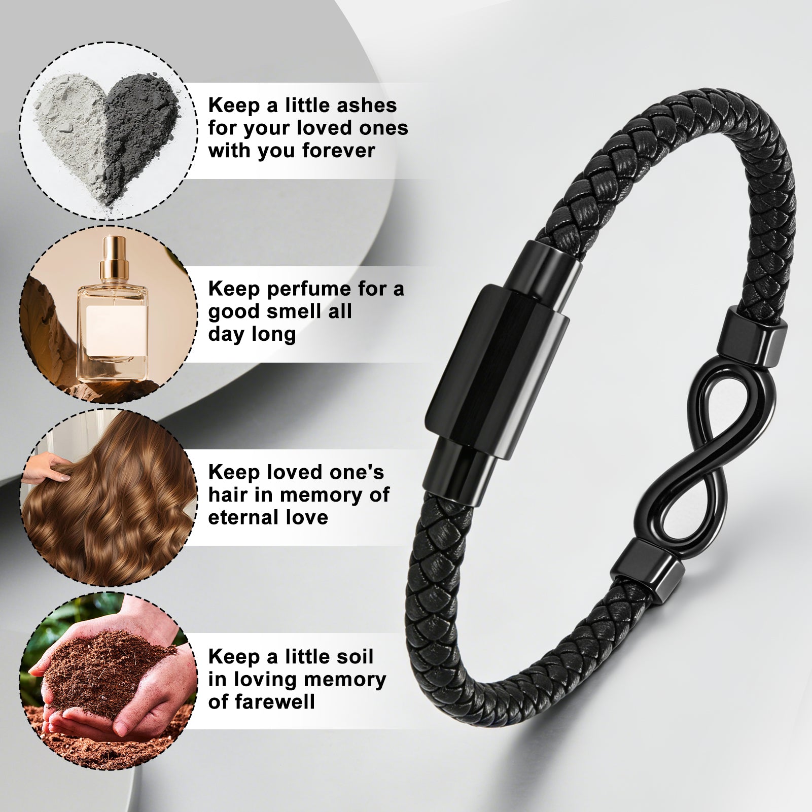 Dletay Urn Bracelet for Ashes Leather Infinity Cremation Bracelet