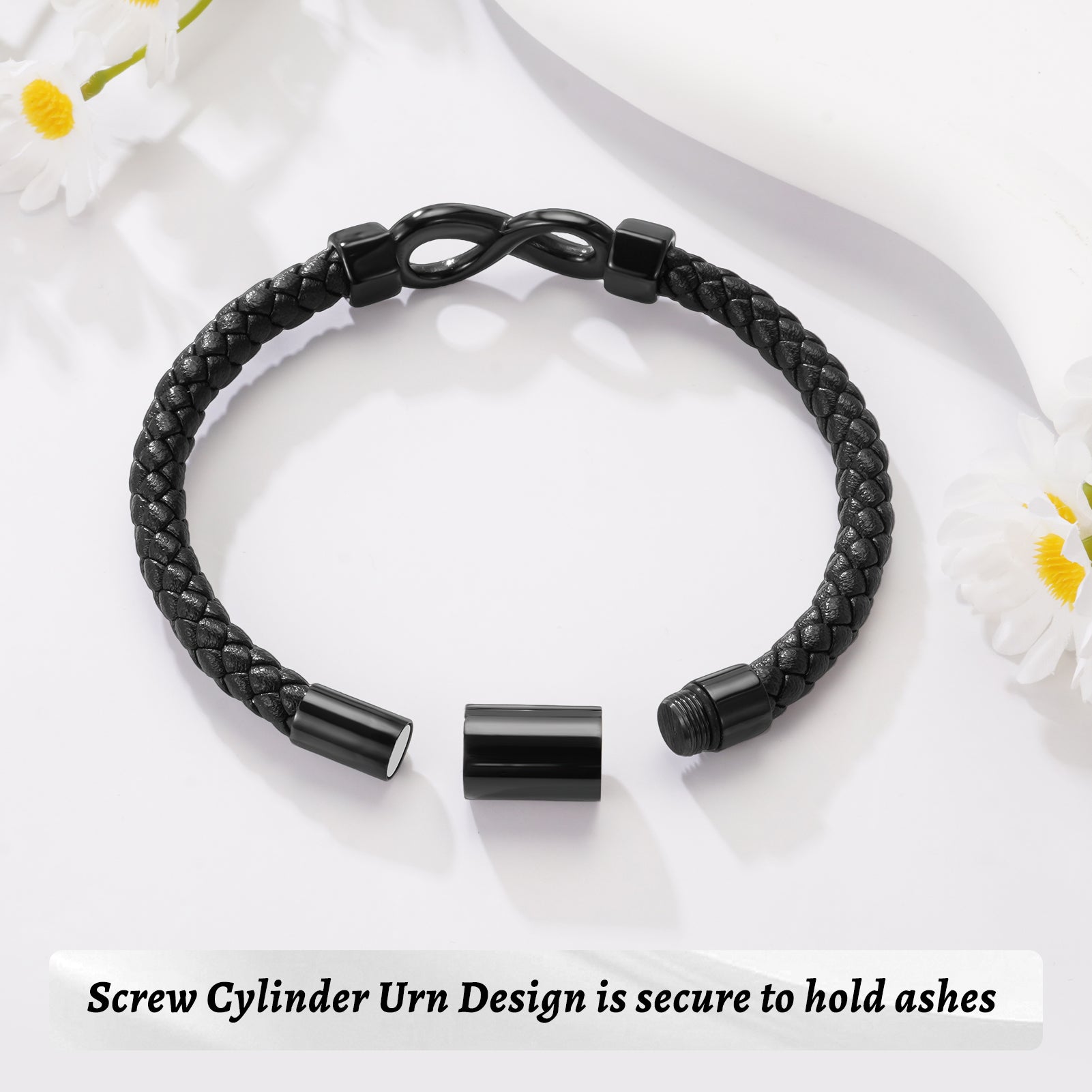 Dletay Urn Bracelet for Ashes Leather Infinity Cremation Bracelet