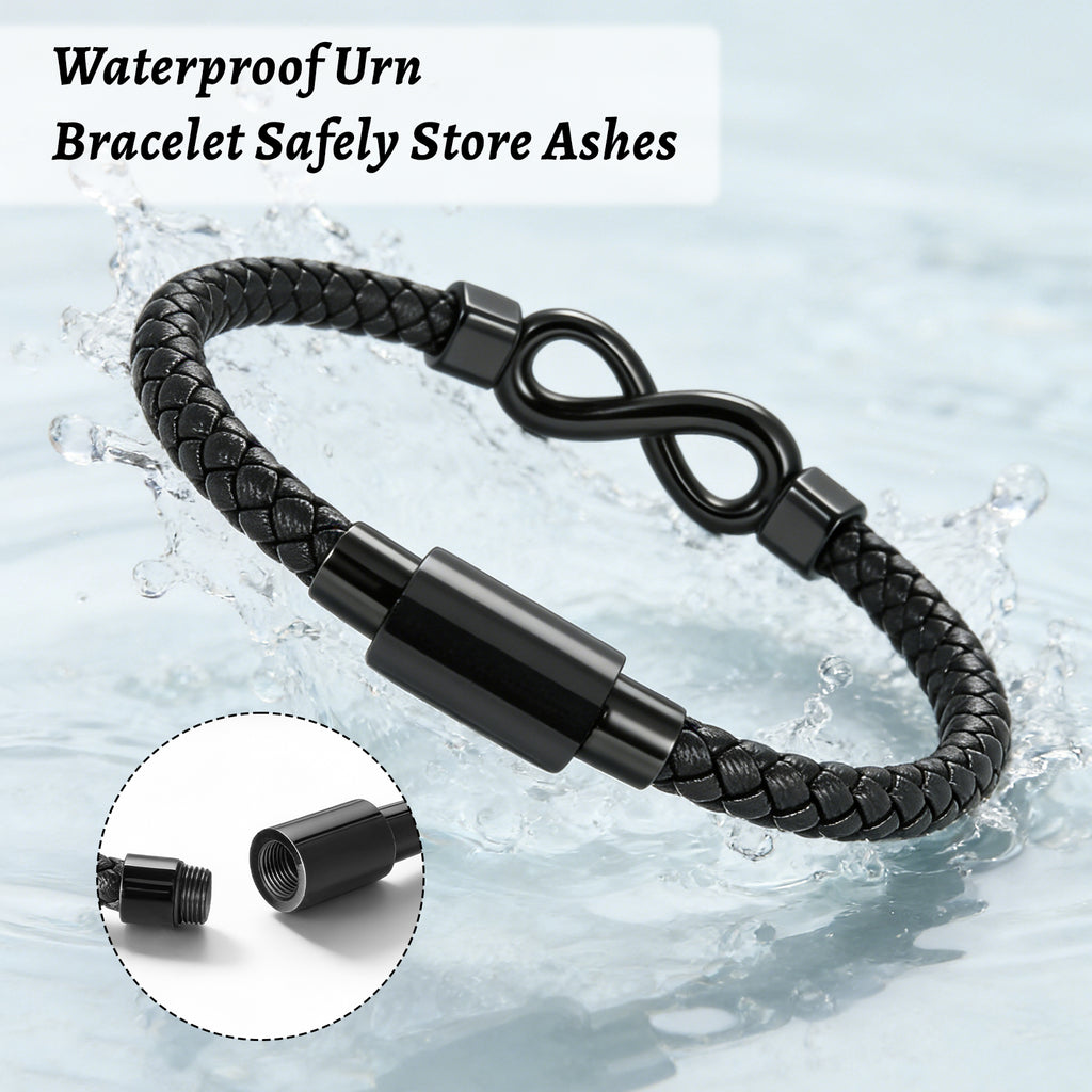 Dletay Urn Bracelet for Ashes Leather Infinity Cremation Bracelet