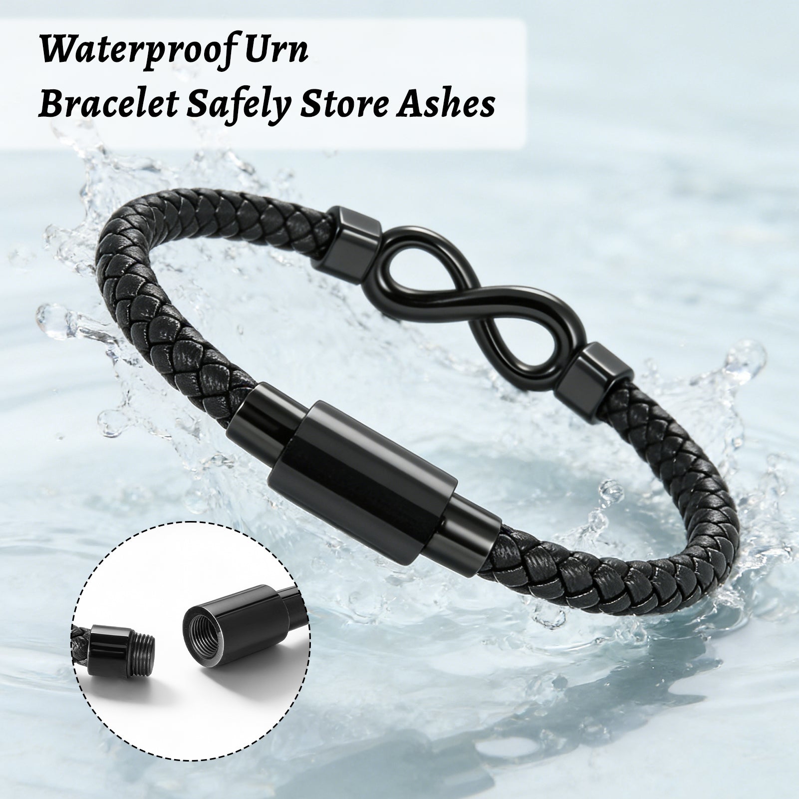 Dletay Urn Bracelet for Ashes Leather Infinity Cremation Bracelet