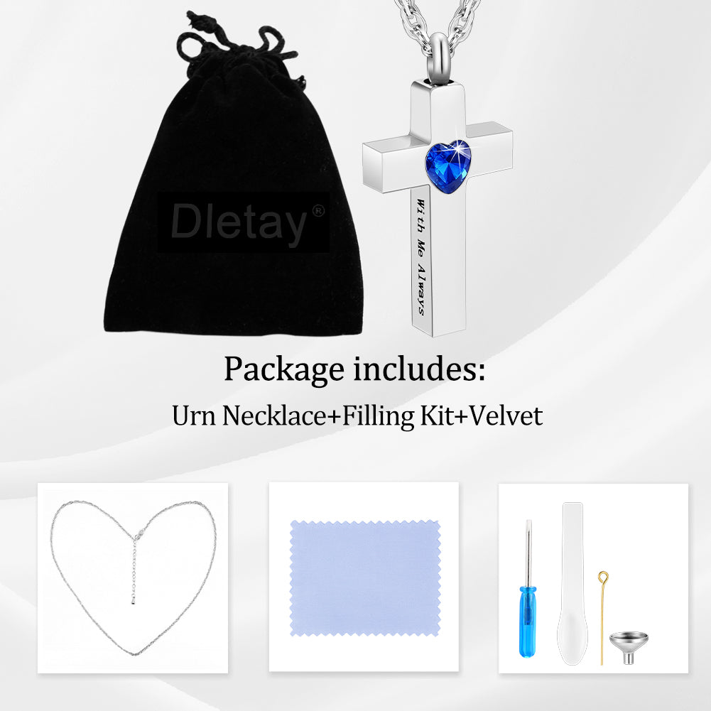 Cremation Cross Necklace for Ashes