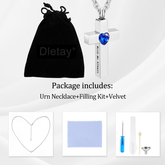 Cremation Cross Necklace for Ashes