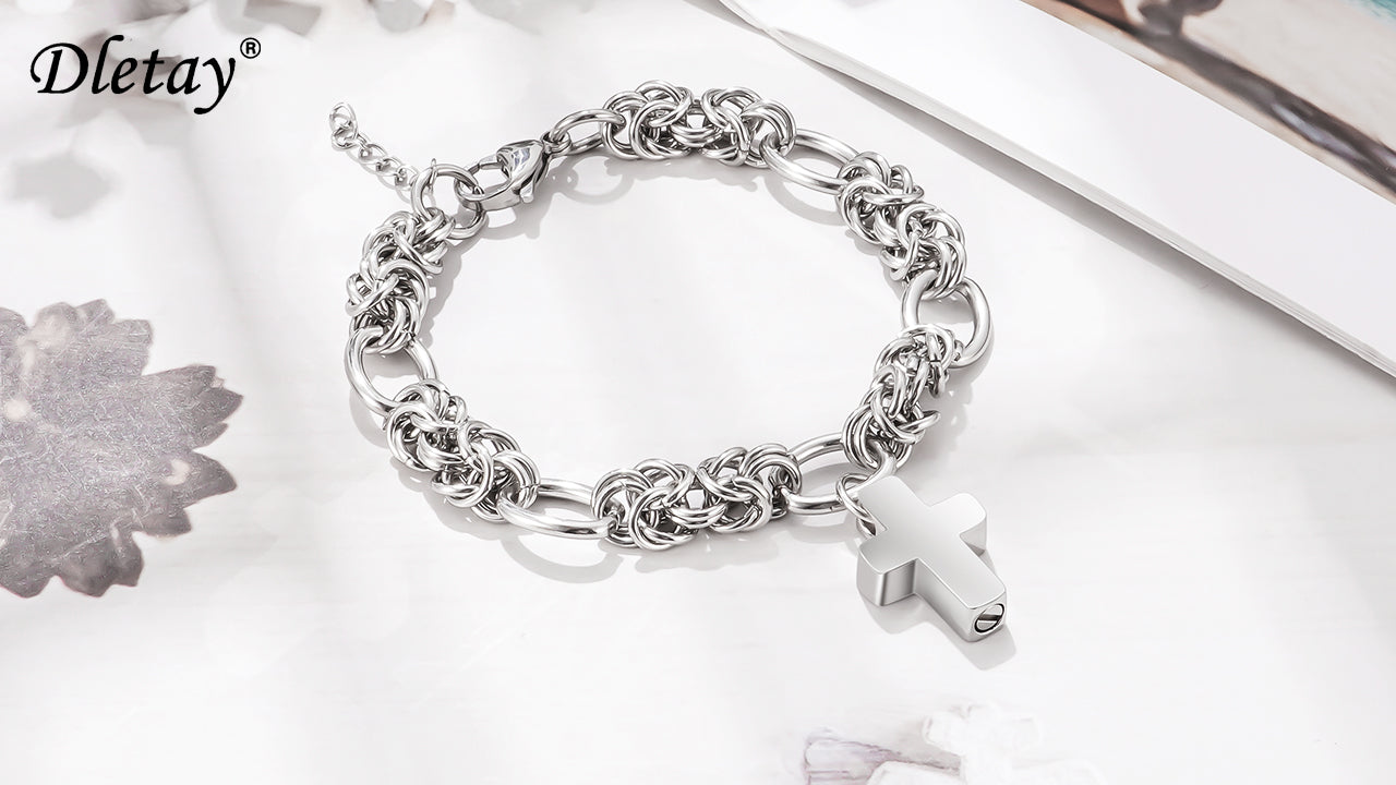 Dletay Urn Bracelet for Ashes Cross Memorial Bracelet